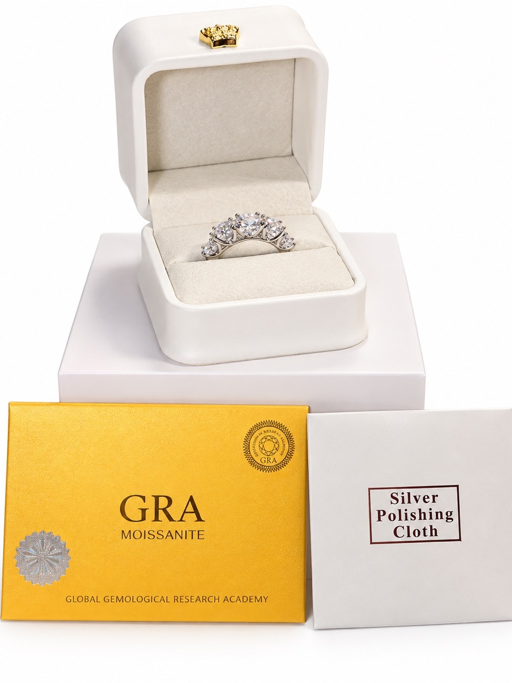 Half Eternity 5 Stone Moissanite Ring 6.5